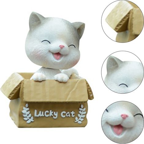Figura de gato para decorar el salpicadero del coche: adorno de madera con cola de resina y cabeza oscilante un bonito regalo de viaje. (1/5)