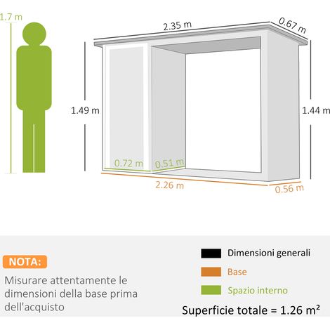 Range-bûches extérieur 2 en 1 avec rangement pour outils, 1,26 m², 235 x 67 x 149 cm, gris foncé (1/5)