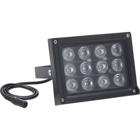 Éclairage infrarouge à 12 LED IR, vision nocturne grand angle, longue portée, étanche, pour caméras de vidéosurveillance extérieures. (1/5)