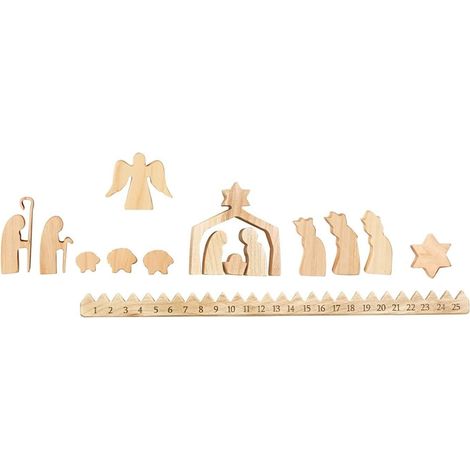 calendrier de l'Avent, statuette de naissance, décoration de chambre de bébé, cadeau de Noël (blanc + guirlande lumineuse) (emballé) (1/5)