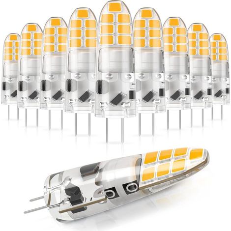 LED bulb, 2W (20W halogen equivalent), warm white 3000K, 12V, non-dimmable, small energy-saving bulb for kitchen hood/pendant light, pack of 10. (1/4)