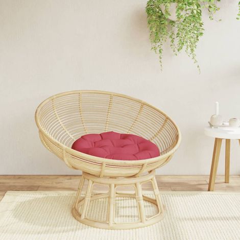 Coussin rond rouge bordeaux Ø 60 x11 cm tissu oxford (1/5)