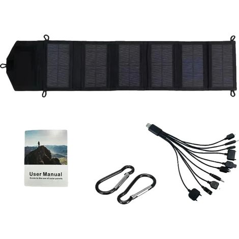 Cargador solar, diseño ligero y plegable, compatible con USB, 6 pliegues (1/2)
