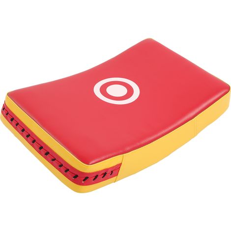 Gants de frappe Taekwondo incurvés professionnels, cibles de boxe pour entraînement coups de pied et poings, rouge et jaune (1/5)