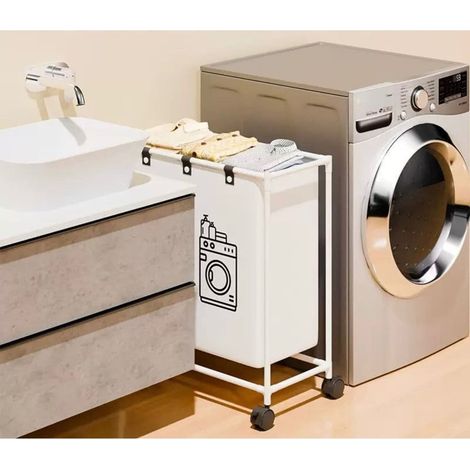 TRADE SHOP - Cesto Portabiancheria Per Lavanderia Con Scomparti Organizzare I Tessuti Vestiti - (1/2)
