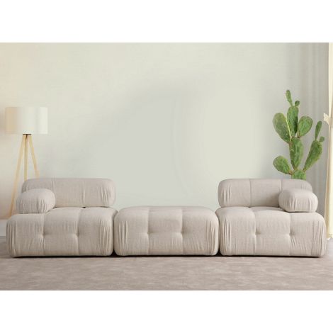 Modulares Sofa 2-Sitzer mit Ottomane Doblo Creme