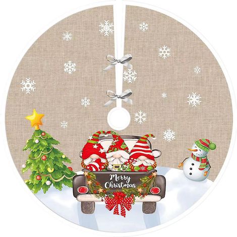 90cm Jupe Sapin De Nol,3 Gnomes Couvre Pied Sapin Noel, Arbre De Noel Decoration, Joyeux Nol Jupe D'arbre Tapis Pour Sapin Pour Nol (1/4)