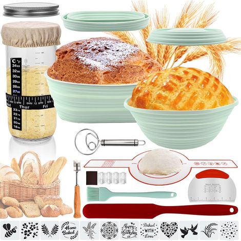 Ensemble de 10 paniers banneton pour pain artisanal, levain, fermentation naturelle et pâtisserie maison.-AquaForge (1/5)