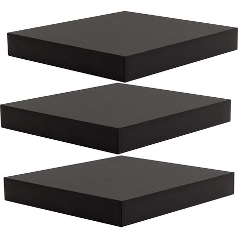 WOLTU 3x Floating Shelf Storage Display Unit Wall Mounted bookcases Unit Black 25 cm