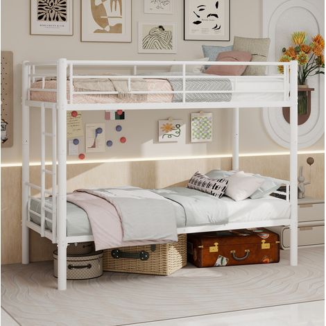 lit superposé couchage modulable 196 cm métal blanc OKMYHOME (1/5)