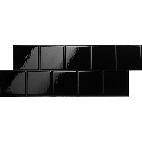 Smart Tiles Square Berlin - crédence adhésive noire x2 XL - 56.61 x 20.89 cm (1/2)