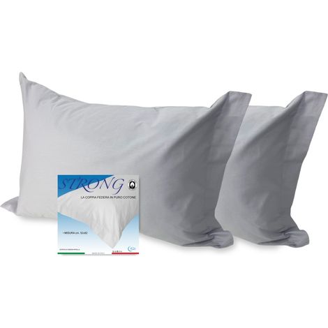 COPPIA federa per GUANCIALE STRONG tinta unita GRIGIO cm. 52X82