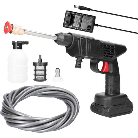 Lavadora de coches portátil inalámbrica de alta presión de 18 V con depósito de espuma, potente y práctica.