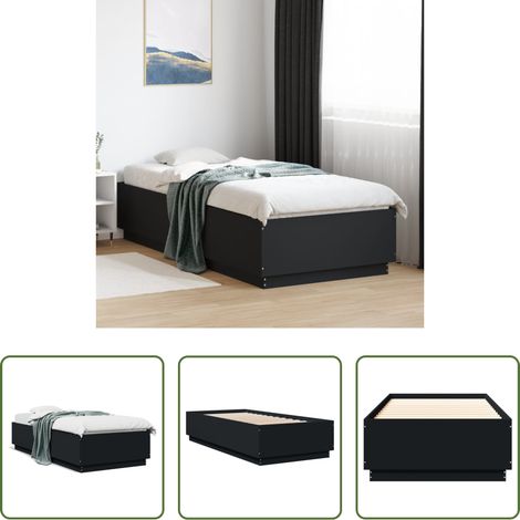 vidaXL Sperrholz Latten - Bettgestell Schwarz 90x200 cm Holzwerkstoff (1/5)