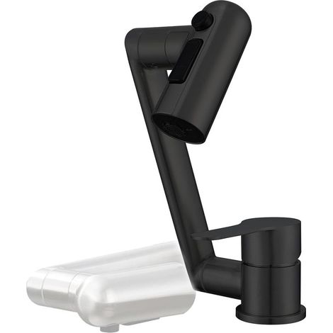 Robinet Cuisine Pliable sous Fenêtre, Mitigeur Évier Inox 304 Noir, Rotation 1080°, 2 Jets, Design Rabattable Moderne (1/5)