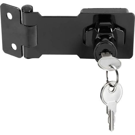 Pestillo de puerta de 3 pulgadas con llaves, pestillo de candado para armario, cerradura de cajón, cerradura de armario, cerradura de ropero, cerrojo con cerradura, cerradura de buzón negra - Crezuo (1/4)