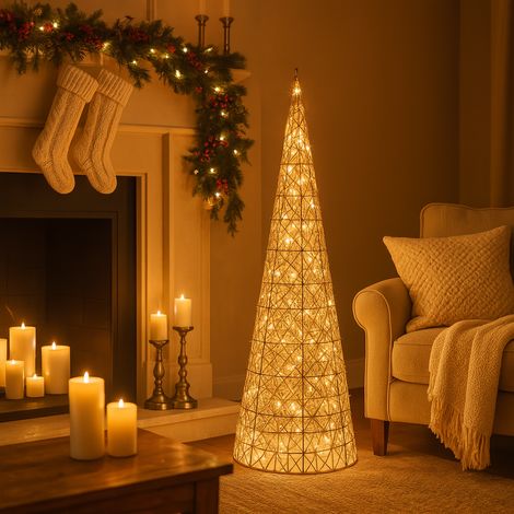 Albero decorativo cono con luci Led champagne per decorazione natalizia -60 cm (1/4)