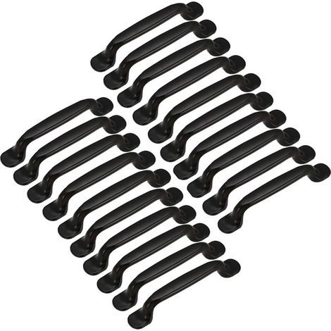 20x Tirador de Puerta para Cocina, Armario, Closets y Cajones, Dormitorio, Muebles, Distancia entre centros 128mm, Aluminio Negro (1/5)