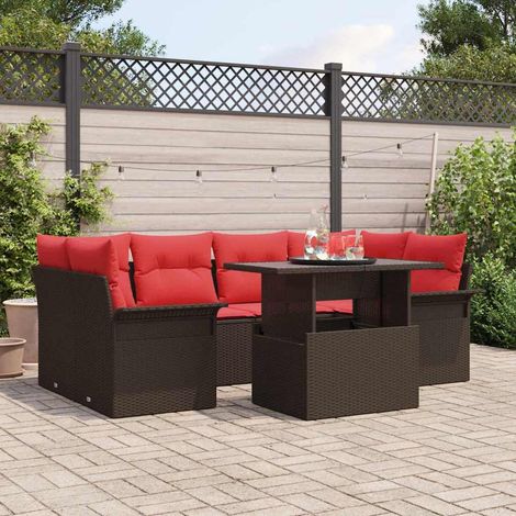 Set Divano da Giardino 7 pcs Marrone Rattan in Polipropilene vidaXL (1/5)