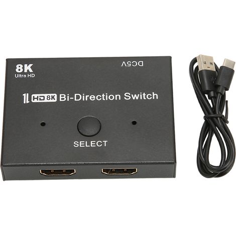 Commutateur directionnel d'interface multimédia HD 8K à 60 Hz / 4K à 120 Hz, répartiteur bidirectionnel 1 entrée / 2 sorties pour PC et TV (1/5)