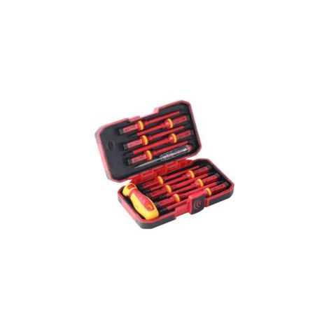 Set di 13 cacciaviti isolati, cacciaviti professionali per elettricisti, cacciaviti isolati da 1000 V, cacciaviti intercambiabili, cacciaviti magnetici, kit di attrezzi per riparazioni elettriche - Cr