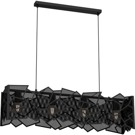 Suspension noire métal barre grille Camo 4xE27 Luminex