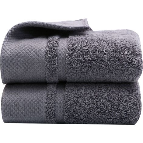 2 serviettes mains coton, 33,8 x 75 cm, ultra absorbantes, douces et résistantes, pour salle de bain, sport, plage ou voyage (1/5)
