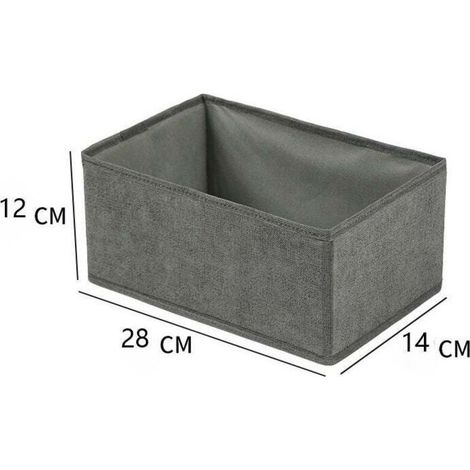 Boîte de rangement multifonctionnelle pliable pour vêtements imitation lin, 2 pièces, taille moyenne [fermeture éclair] 28x14x12cm, gris (1/4)