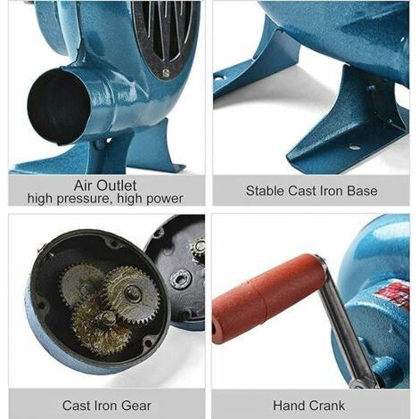 Souffleur de Forge à Manivelle, Ventilateur Manuel de Ventilateur de Pop-Corn Iron Gear, Ventilateur Centrifuge, Grand Cadeau D'accessoires de Gril, 120W (1/3)