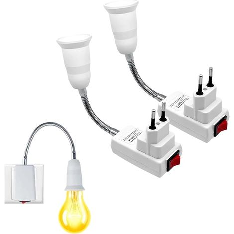 2 pièces Lampe col de cygne E27 avec prise,20cm LampeDouille E27,Douilleaveccâbleflexible,Douillecol de cygne pour ampoule,Douilleaveccâble,Pour têtes de lampes LED et appliques murales de (1/5)