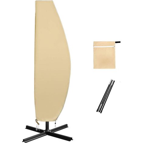 Housse protection parasol déporté – Oxford – imperméable / anti-poussière / UV – 265 cm – beige – plupart parasols jardin