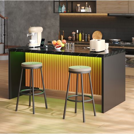 Îlot de cuisine 155x80x90 cm en MDF noir, avec rangement, gain de place pour cuisine FloraGrace (1/5)