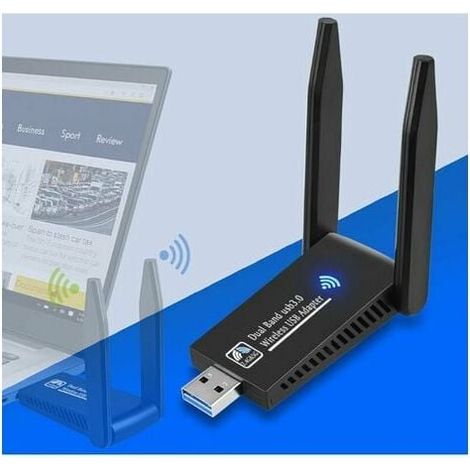 Clé Wi-Fi AC1301 Mbps puissante, accessoire domotique Wi-Fi, dongle USB 3 double bande 2,4 GHz / 5 GHz, adaptateur Wi-Fi USB pour PC/ordinateur portable/ordinateur de bureau/tablette, compatible avec  (1/5)