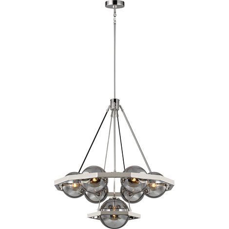Lampadario Contemporaneo Harper Acciaio Nichel Lucido Vetro 7 Luci E14 (1/5)