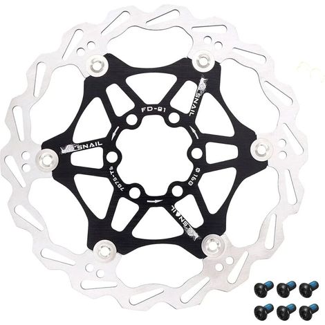 Disque de frein flottant vélo 180 mm, rotor de vélo avec 6 boulons pour VTT BMX (Noir 180 mm) (1/5)