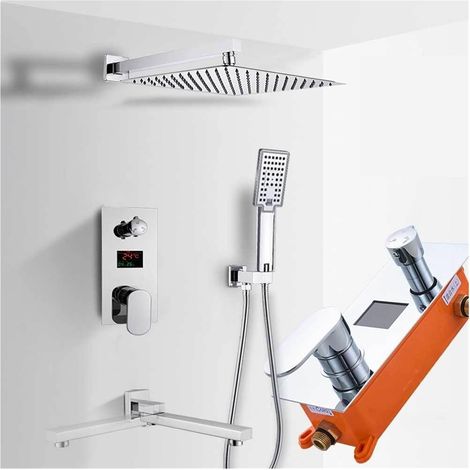Ensemble de douche mitigeur thermostatique intelli Système de douche à affichage numérique de la température, ensemble de robinet de douche de salle de bain chromé, mélangeurs de pommeau de douche à e (1/5)