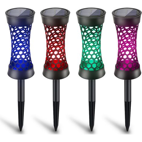 Lampes solaires d'extérieur pour jardin, lampes solaires multicolores à changement de couleur, lampes solaires étanches pour allées et jardins, décoration de pelouse et de cour (1/4)