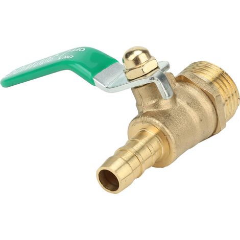 G1/2"-Kugelhahn aus Messing mit Außengewinde, grünem Hebelgriff, verdicktem Kugelhahn (8 mm) (1/5)