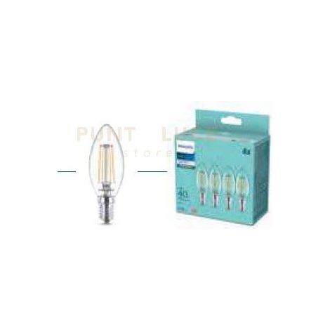 LAMPADINA LED PHILIPS ACQUA RANGE CANDELA FILAMENTO, 4000K, 4PZ
