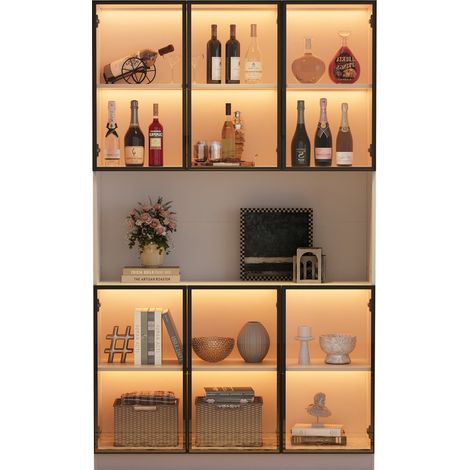 vitrine avec portes verre LED MDF Blanc 120 x 34 x 200 cm (1/5)