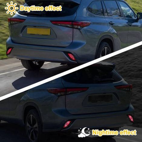 Zwei sequentielle LED-Blinker, Bremslichter, Rücklichtleuchten und Nebelschlussleuchten, passend für Toyota Highlander Modelle 2021-2024. (1/5)