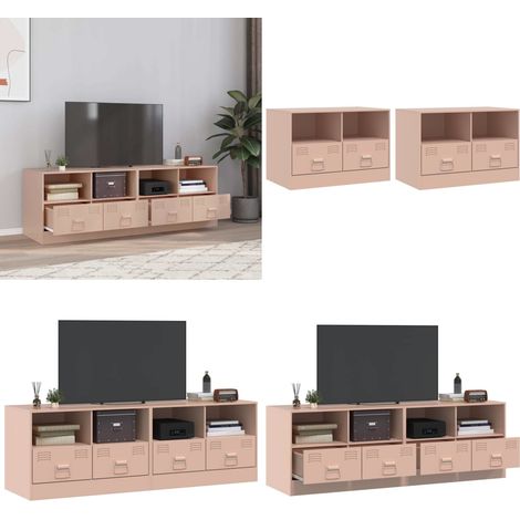 Meubles TV 2 pcs rose 67x39x44 cm acier - Meuble Tv - Meuble Tv Rose - Meuble Tv Moderne - Buffet Tv - Banc Tv - Home & Living (1/5)