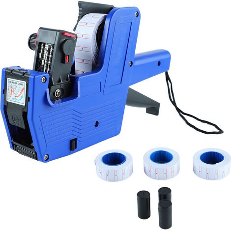 Jeffergarden Fabricant d'étiquettes numériques de prix à 8 chiffres avec 3 rouleaux de papier d'étiquettes, 3 roues d'encre, étiqueteuse de prix à impression claire pour les magasins de détail et les-