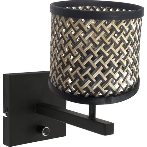 Steinhauer - lampada da parete - Stang - nero - bambù metallo -