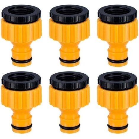 Confezione da 6 adattatori per rubinetto filettati in plastica da 3/4" e 1/2".