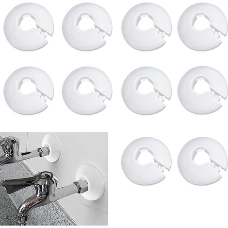 Paquete de 10 protectores decorativos blancos para tubos de radiador de 16 mm de diámetro.