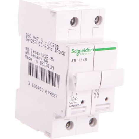 ACTI9 2P 25A 500V AC 10,3 x 38 mm Clip-on Sicherungshalter/Trennschalter