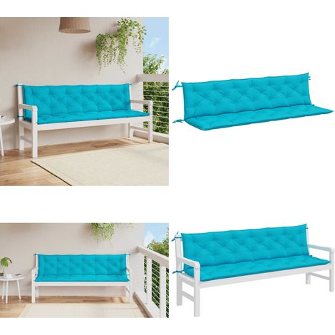 Coussins de banc de jardin lot de 2 turquoise 200x50x7 cm tissu - Coussin De Chaise - Coussin De Canapé - Coussin D'extérieur - Coussin Décoratif - Housse De Coussin - Home & Living