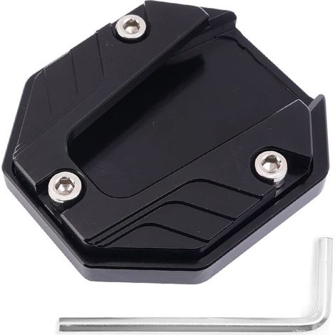 (NOIR) Extension de béquille universelle pour moto, vélo électrique et scooter, avec base antidérapante et coussinet de support latéral. (1/4)