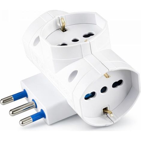 Adattatore Multiplo Presa Schuko e Bipasso Spina Italiana Tipo L Doppia Presa Casa Ufficio 31340